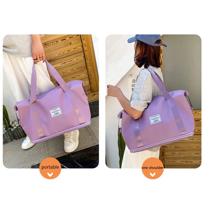 Large Capacity Foldable Travel Fitness Bag Waterproof Pink Women