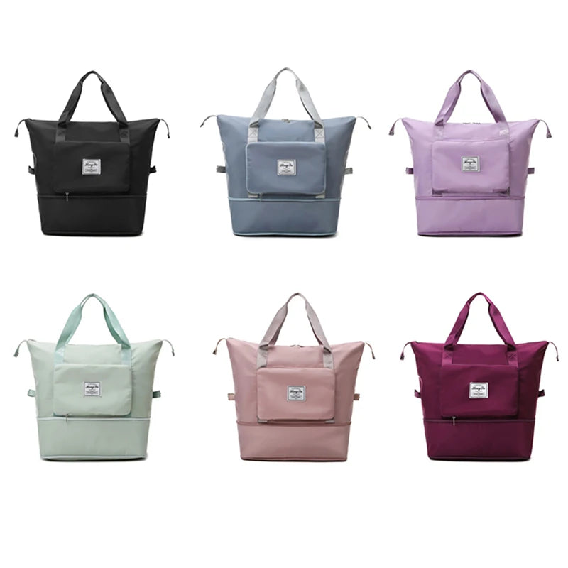 Large Capacity Foldable Travel Fitness Bag Waterproof Pink Women