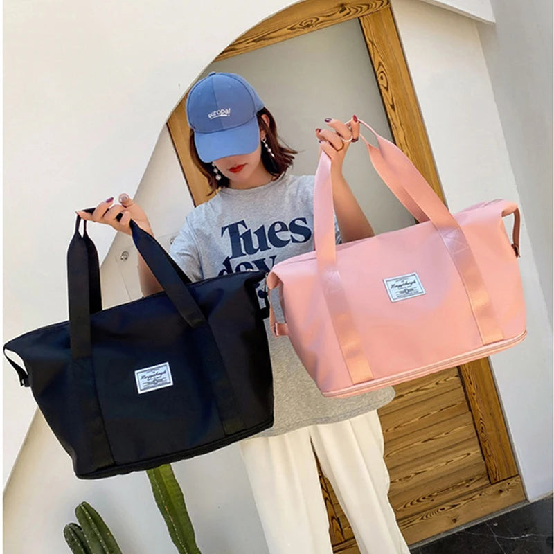 Large Capacity Foldable Travel Fitness Bag Waterproof Pink Women