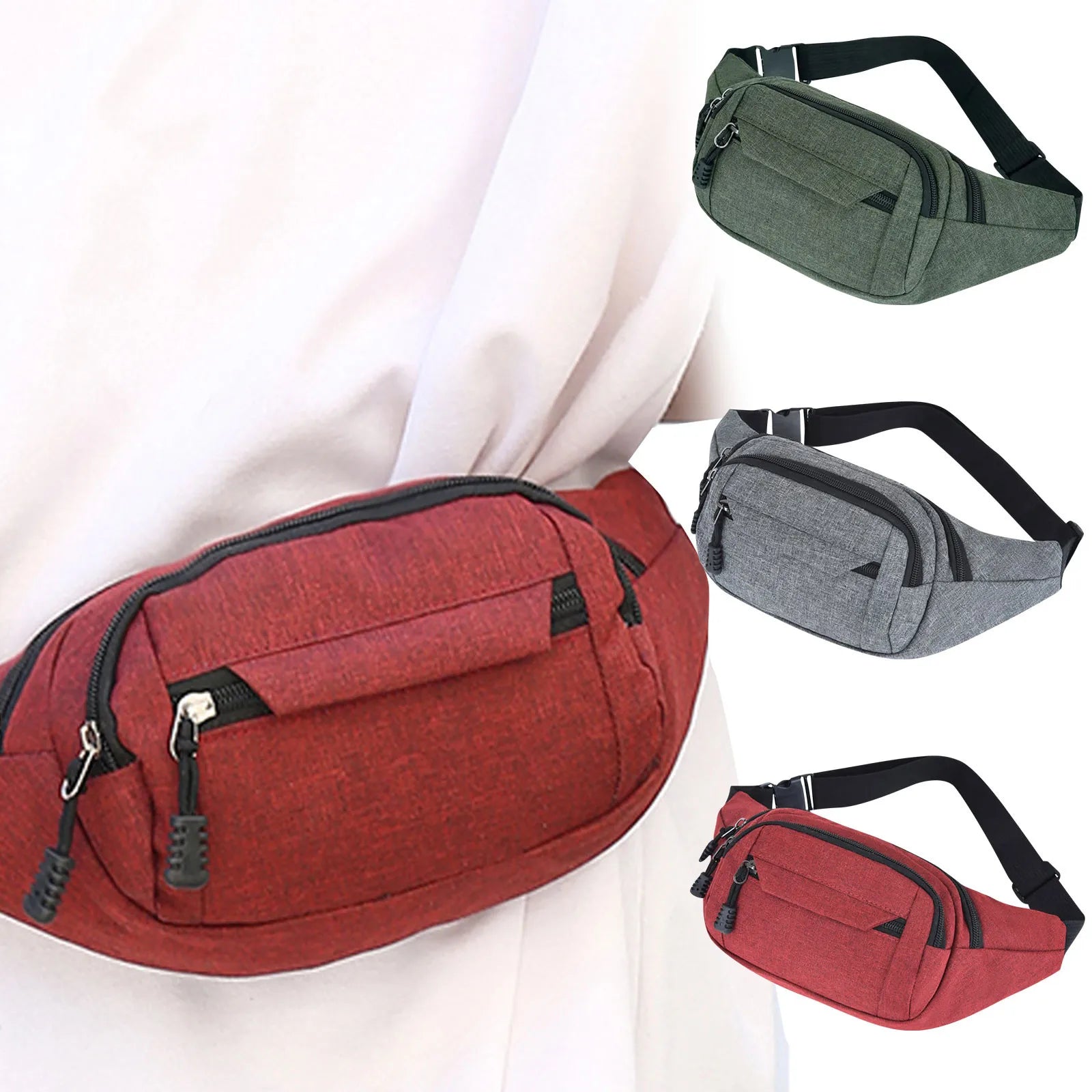 Large Capacity Waist Bag Canvas Fanny Pack for Men and Women