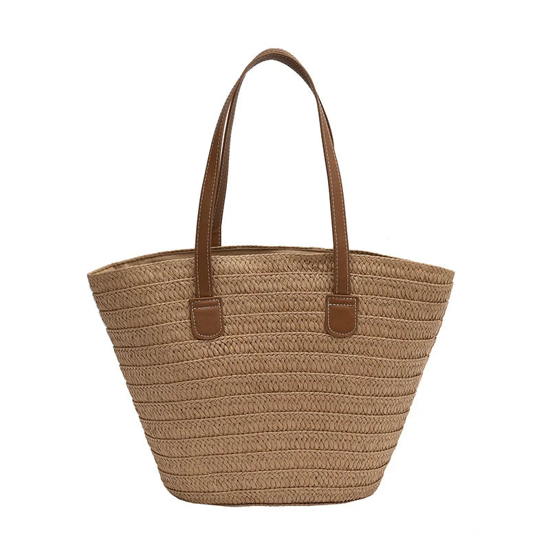 Large Capacity Straw Beach Bag Summer Handbag Purse Travel Shopper Shoulder Bag