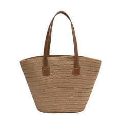 Large Capacity Straw Beach Bag Summer Handbag Purse Travel Shopper Shoulder Bag