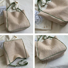 Large Capacity Straw Shoulder Bags Women Daily Office Ladies Casual Totes