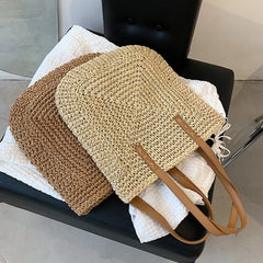 Large Capacity Straw Woven Bag Single Shoulder Bag Paper Rope Women's Handbag