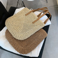 Large Capacity Straw Woven Bag Single Shoulder Bag Paper Rope Women's Handbag