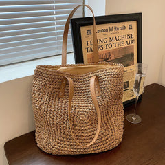 Large Capacity Straw Woven Bag Single Shoulder Bag Paper Rope Women's Handbag