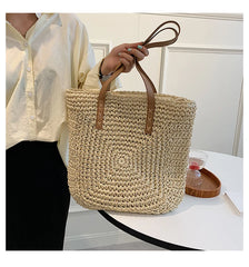 Large Capacity Straw Woven Bag Single Shoulder Bag Paper Rope Women's Handbag