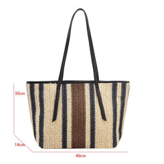 Large Capacity Straw Beach Bag Vintage Woven Shoulder Bag Raffia Circle
