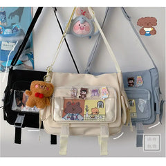 Large Capacity Student Crossbody Canvas Bag Harajuku Shoulder Messenger Bag
