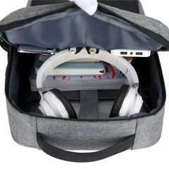 Large Capacity Men's Backpack Solid Color School Laptop Bag