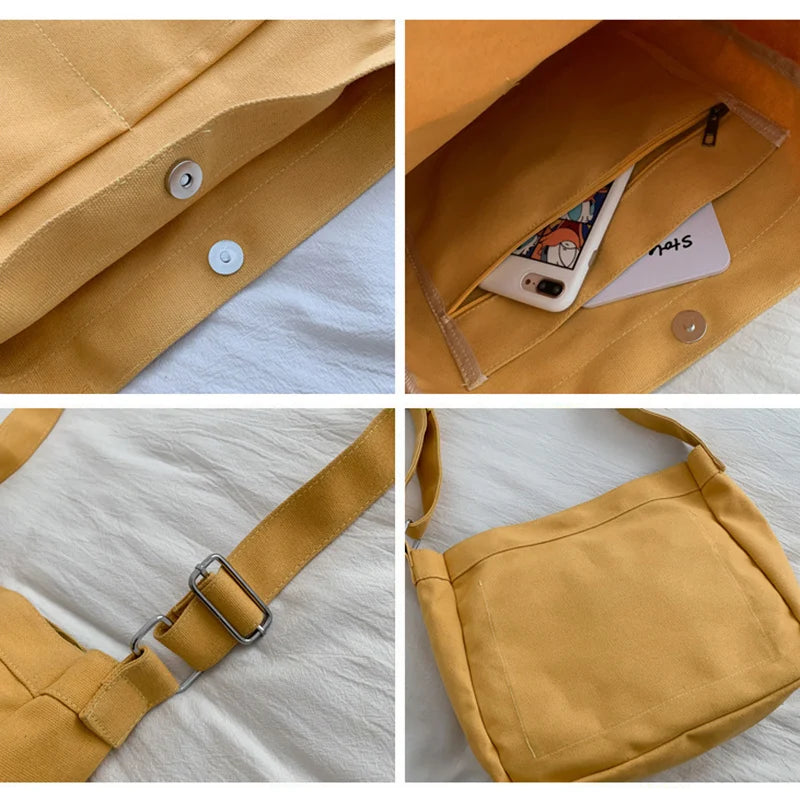Large Canvas Shoulder Bags Ladies Handbags Satchel Cotton Tote Crossbod