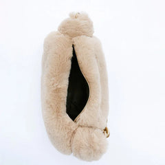 Thick Chain Plush Single Shoulder Handbag Winter Women's Bag