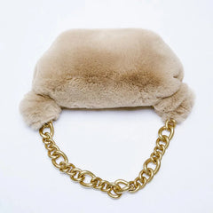 Thick Chain Plush Single Shoulder Handbag Winter Women's Bag