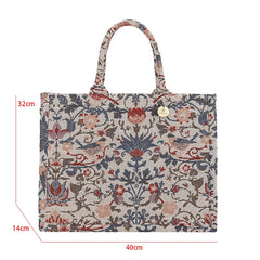Embroidered Canvas Shoulder Bag Large Tote Handbag
