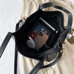 Large Capacity Tote Bag Women Shoulder Bags Travel Solid Retro Minimalist OL