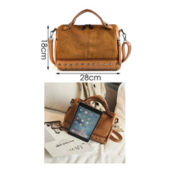 Large Capacity Tote Bags Women Top-Handle Shoulder Bags with Rivets High Leather
