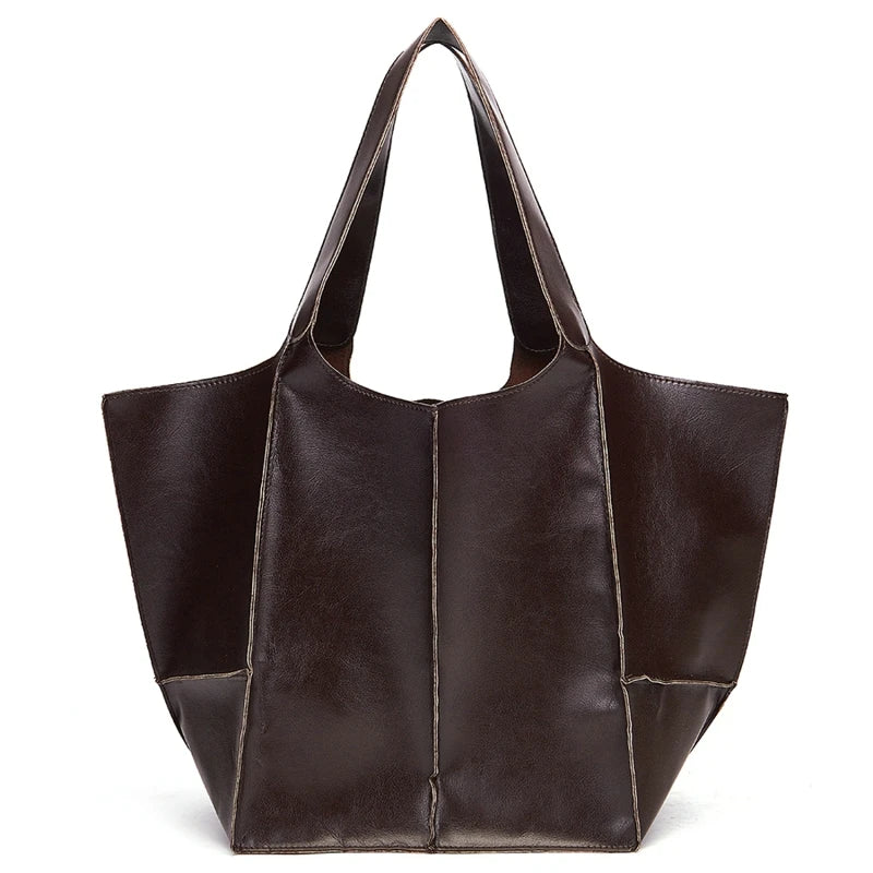 Large Capacity Tote Bags Women Shopper Bag Handbag PU Leather Soft Shoulder Bags