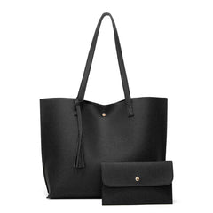 Large Capacity Tote Shoulder Bag Women Soft PU Leather Handbag With Purse