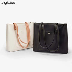 Large Capacity Tote Shoulder Bags Women Panelled PU Leather School