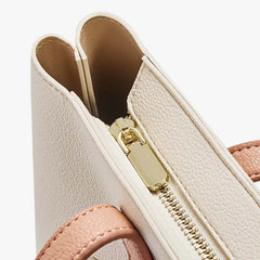 Large Capacity Tote Shoulder Bags Women Panelled PU Leather School