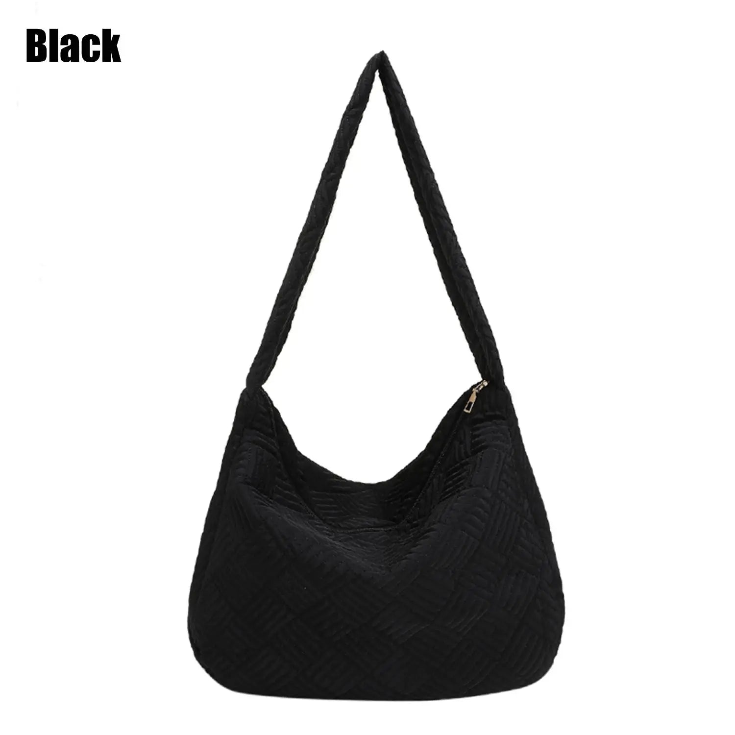 Large Capacity Warm Plaid Shoulder Bag for Women Lightweight Down Cotton