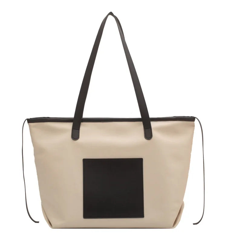 Large Capacity Canvas Shoulder Bag for Women Casual Tote Solid Handbag