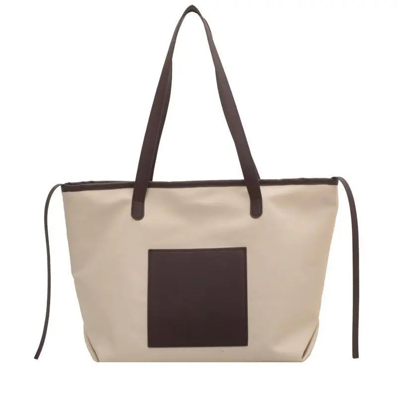 Large Capacity Canvas Shoulder Bag for Women Casual Tote Solid Handbag