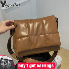 Large Capacity Totes Women Shoulder Bag Quilted Shopper Bag