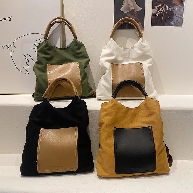 Large Capacity Tote Bag for Women Casual, Canvas Shopping Shoulder Messenger