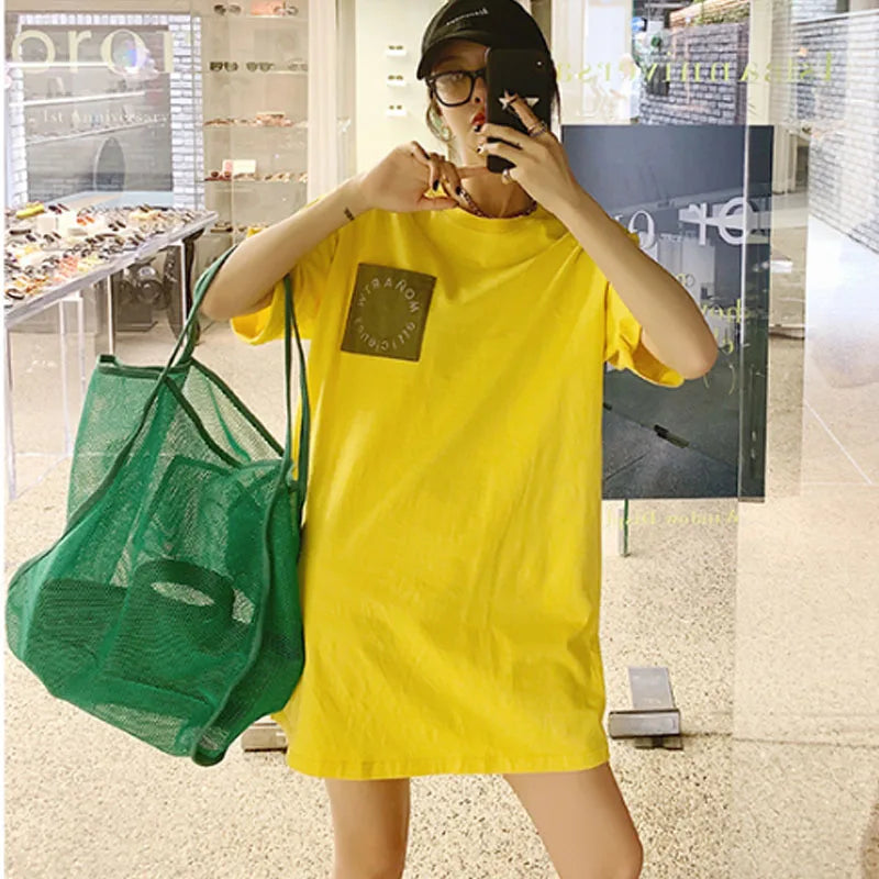 Large Capacity Mesh Shoulder Bag Transparent Tote Women Handbag