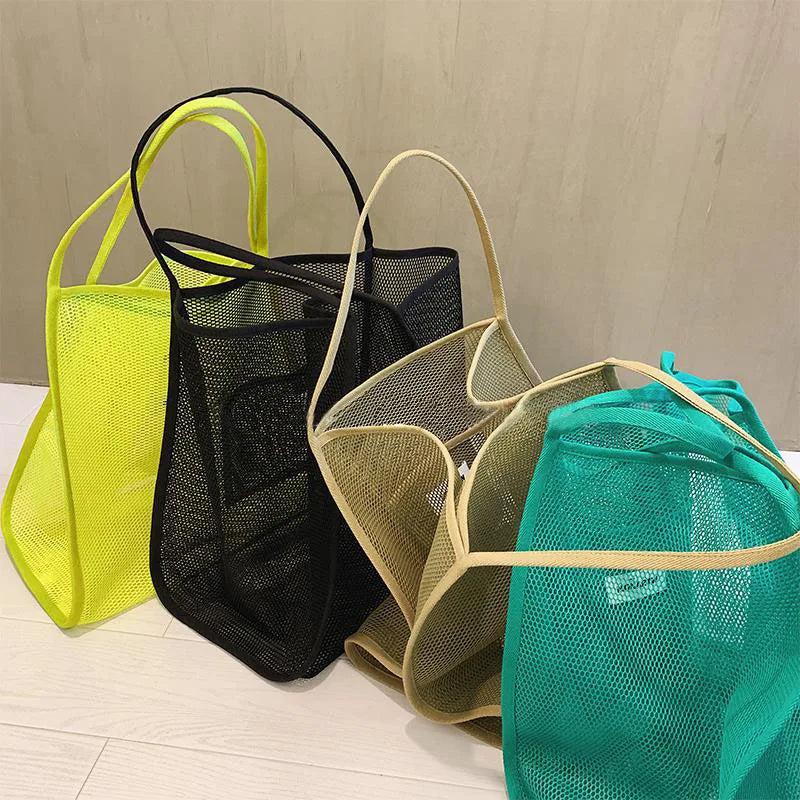Large Capacity Mesh Shoulder Bag Transparent Tote Women Handbag