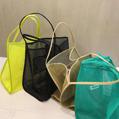 Large Capacity Mesh Shoulder Bag Transparent Tote Women Handbag