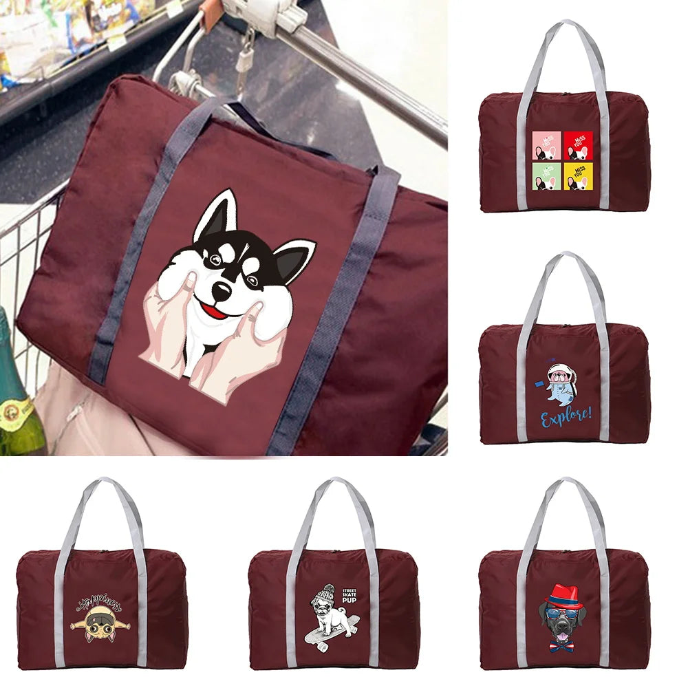 Large Capacity Travel Bags Dog Print Duffel Bags Gym Bag Men Women Handbags