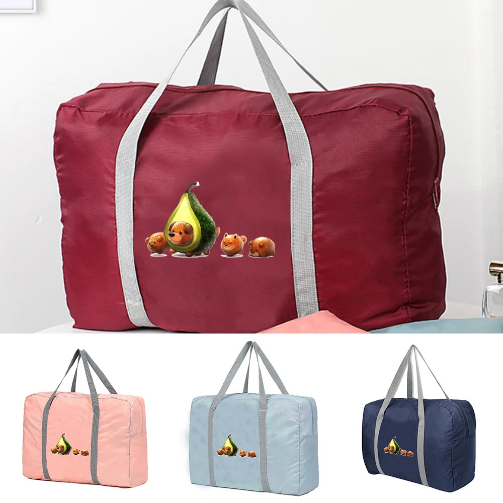 Large Capacity Travel Bags Clothing Organize Luggage Handbag Avocado Dog Print