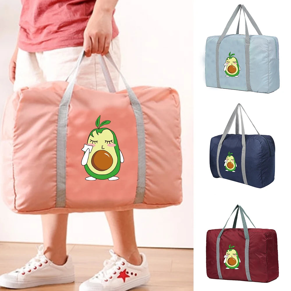 Large Capacity Travel Bags Men Women Luggage Bag Avocado Make Up Print