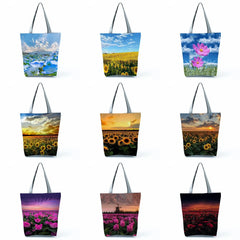 Large Capacity Floral Print Ladies Shoulder Bag Sunflower