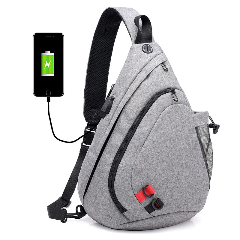 Large Capacity USB Charging Chest Bag Waterproof Crossbody Waist Pack