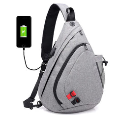 Large Capacity USB Charging Chest Bag Waterproof Crossbody Waist Pack