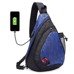 Large Capacity USB Charging Chest Bag Waterproof Crossbody Waist Pack