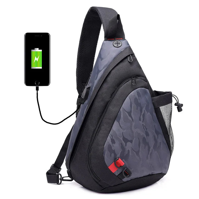 Large Capacity USB Charging Chest Bag Waterproof Crossbody Waist Pack