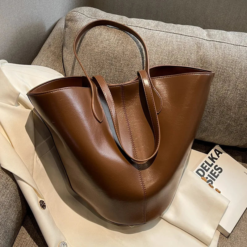 Large Capacity Underarm Bag For Women High PU Leather Shoulder Bag Retro Western