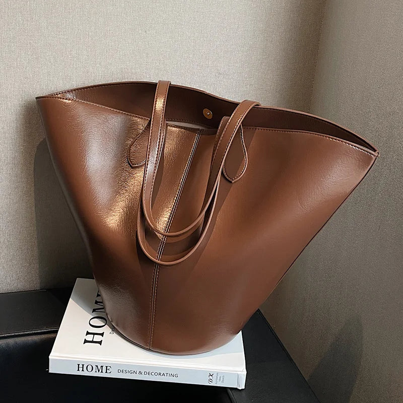 Large Capacity Underarm Bag For Women High PU Leather Shoulder Bag Retro Western