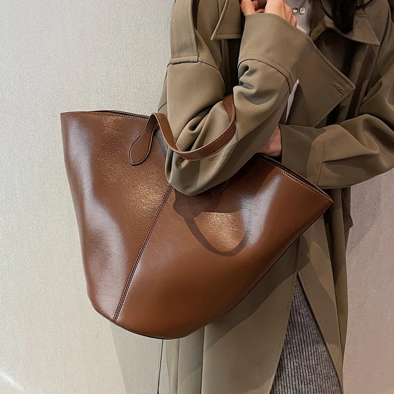 Large Capacity Underarm Bag For Women High PU Leather Shoulder Bag Retro Western