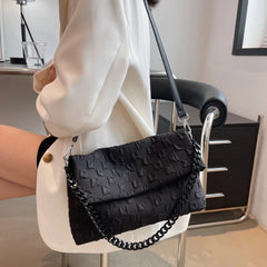 Canvas Chain Messenger Bag Large Capacity Underarm Bag for Women Spring & Summer