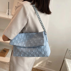 Canvas Chain Messenger Bag Large Capacity Underarm Bag for Women Spring & Summer