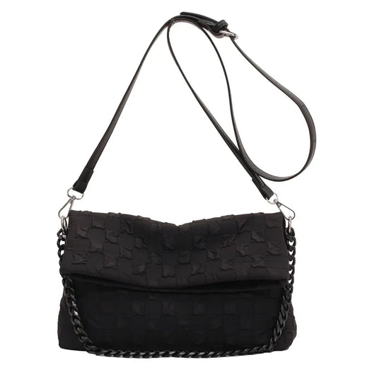 Canvas Chain Messenger Bag Large Capacity Underarm Bag for Women Spring & Summer