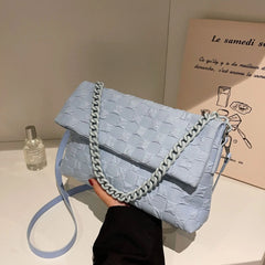 Canvas Chain Messenger Bag Large Capacity Underarm Bag for Women Spring & Summer