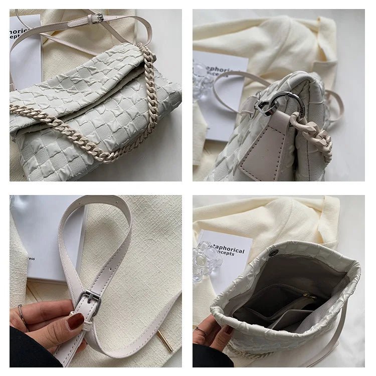 Canvas Chain Messenger Bag Large Capacity Underarm Bag for Women Spring & Summer