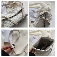 Canvas Chain Messenger Bag Large Capacity Underarm Bag for Women Spring & Summer