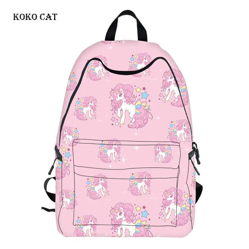 Large Capacity Unicorn Printed School bags for Teenagers Girls